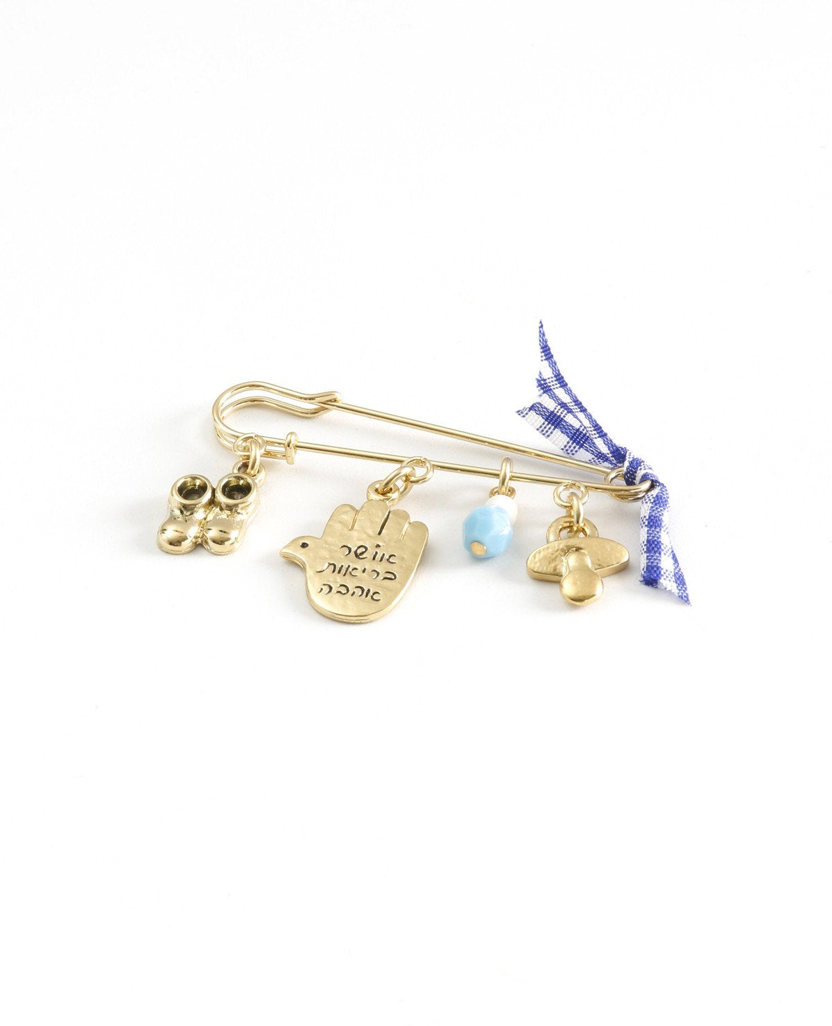Baby Boy pin with cute elements, 24k gold plated. Length: 4 cm Width: 5 cm