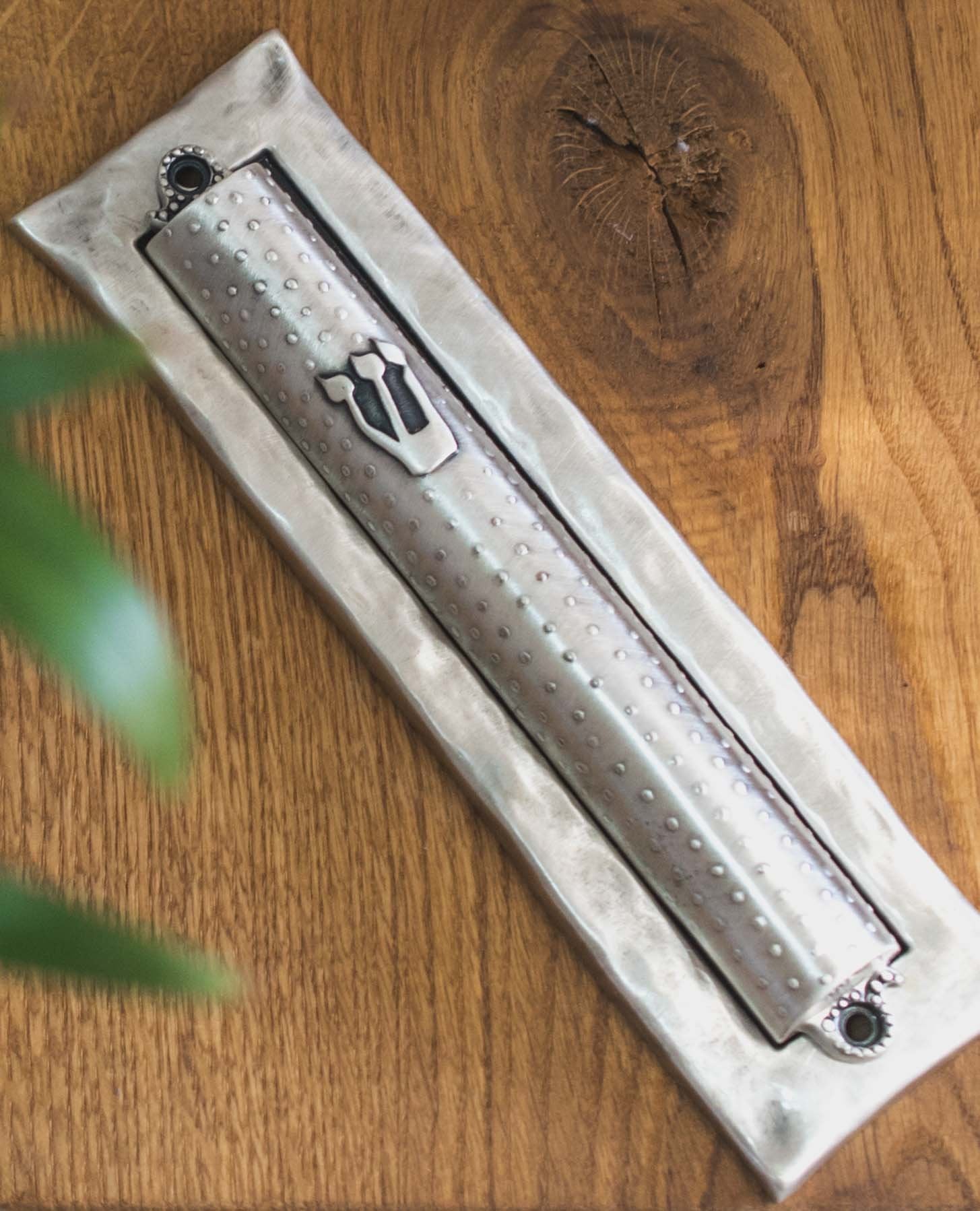 Two parts sterling silver plated Mezuzah. suitable for 15 cm parchment Length: 19 cm Width: 5 cm