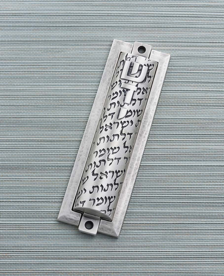 Two parts sterling silver plated Mezuzah. suitable for 12 cm parchment  Length: 16 cm  Width: 5 cm