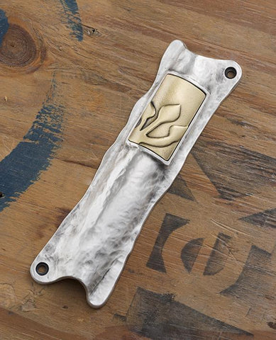 wide mezuza, sterling silver and brass plated. suitable for 12 cm parchment  Length: 16 cm  Width: 4 cm