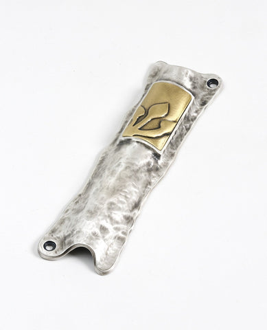 wide mezuza, sterling silver and brass plated. suitable for 12 cm parchment  Length: 16 cm  Width: 4 cm