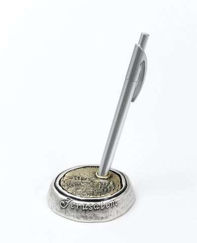 Sterling silver and brass plated pen stand.  Length: 7 cm  Width: 7 cm