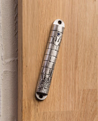 Mezuzah with swarovsky crystals and Jerusalem embossed. Suitable for 12 cm parchment  Length: 16 cm  Width: 3 cm