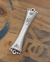 Sterling silver plated Mezuza, embeded with swarovsky crystals. Suitable for 12 cm parchment  Length: 15 cm  Width: 4 cm