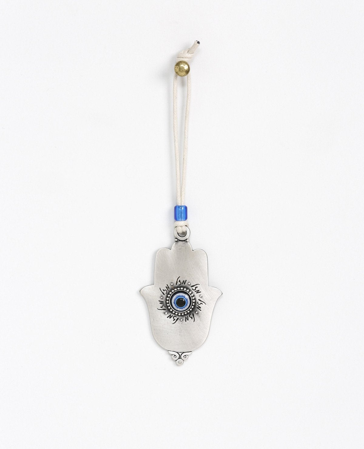 Sterling silver plated car pendant with a blue bead.  Length: 9 cm  Width: 5 cm